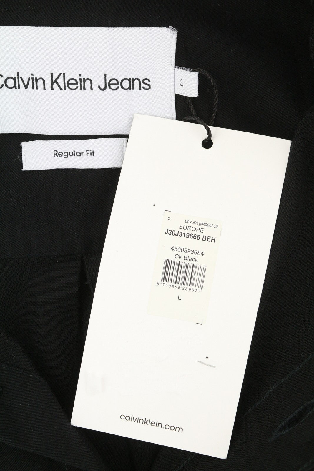 CALVIN KLEIN Men Shirt L Black Regular Fit Spread Neck Button-Up Dark Casual