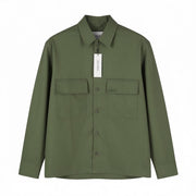 CALVIN KLEIN Minimal Twill Tail Men Shirt S Green Spread Patch Pocket Overshirt