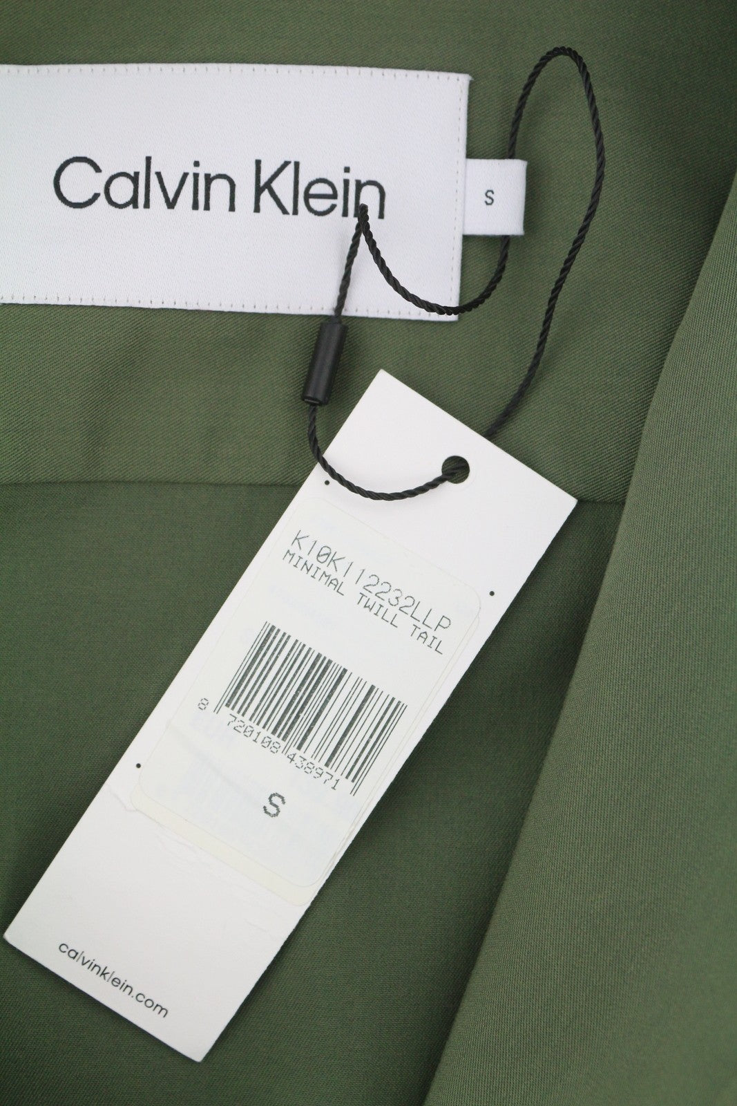 CALVIN KLEIN Minimal Twill Tail Men Shirt S Green Spread Patch Pocket Overshirt