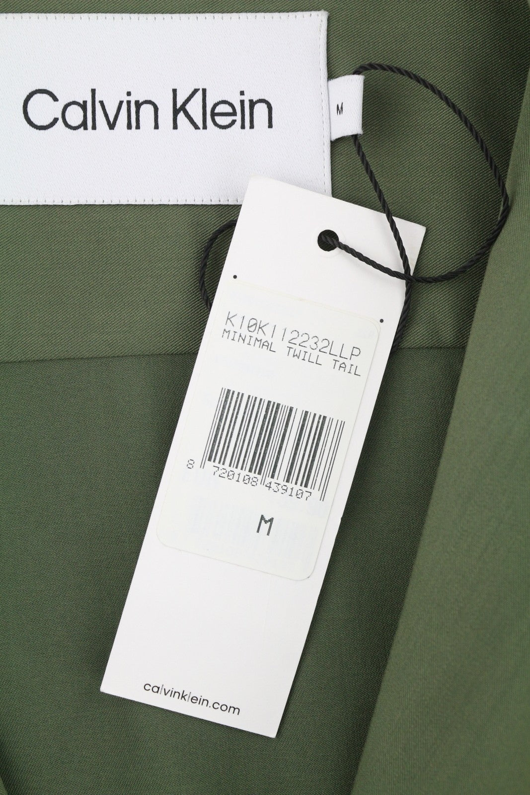 CALVIN KLEIN Minimal Twill Tail Men Shirt M Green Spread Patch Pocket Overshirt