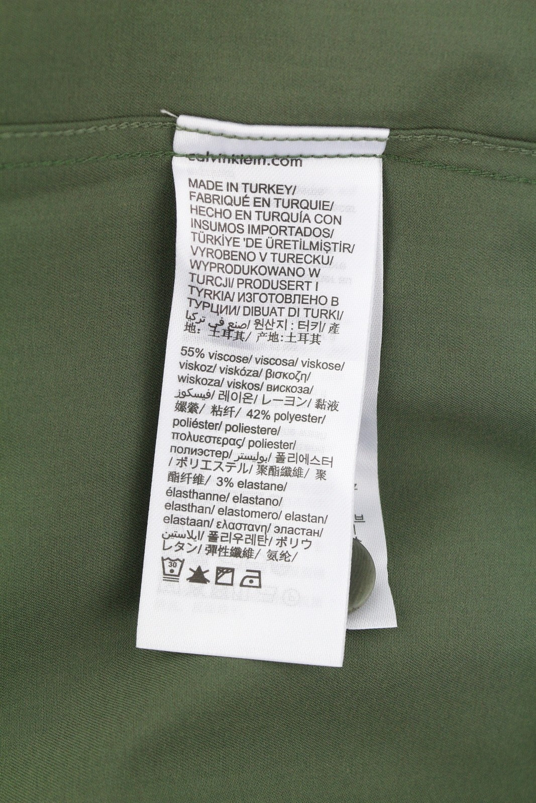 CALVIN KLEIN Minimal Twill Tail Men Shirt M Green Spread Patch Pocket Overshirt