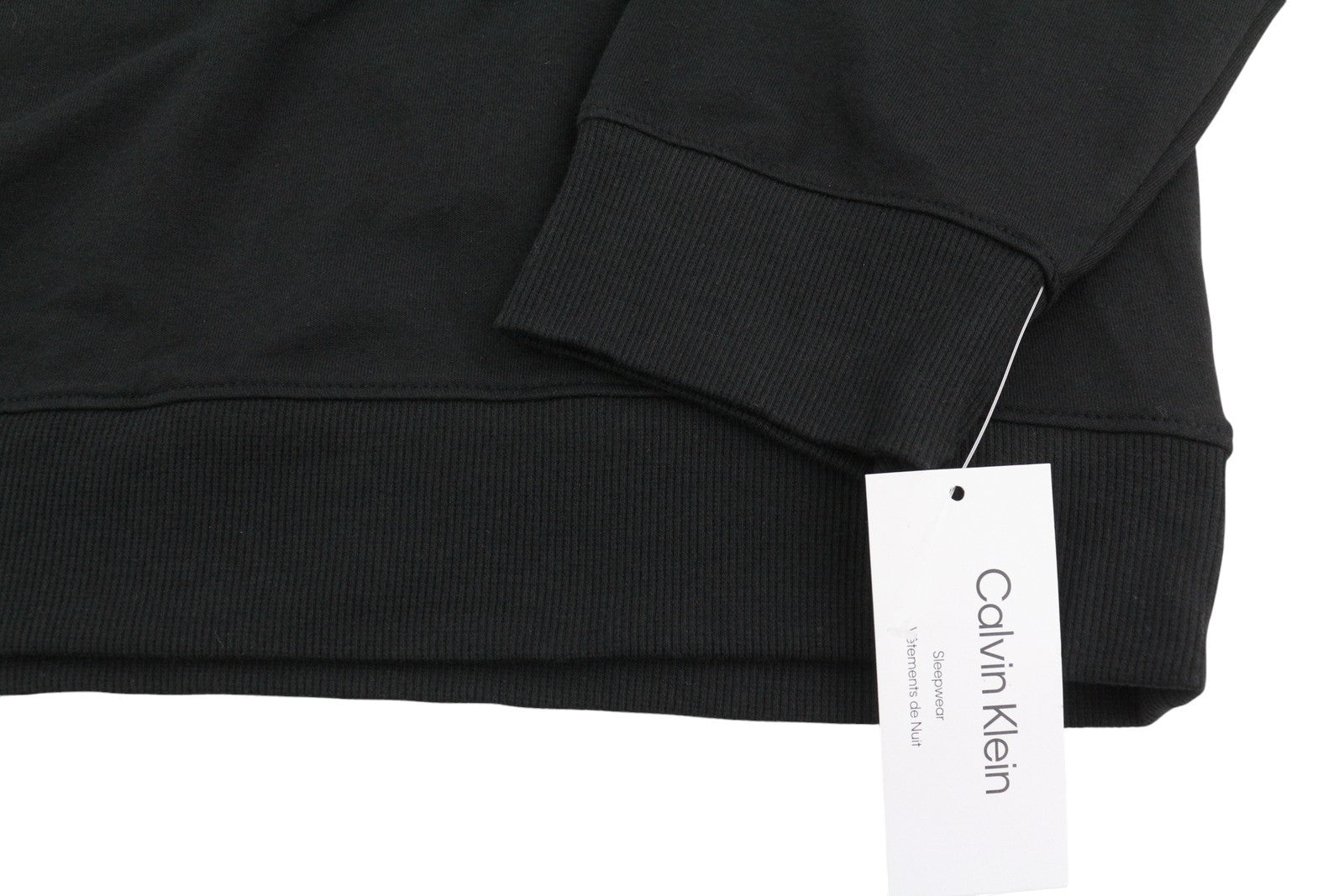 CALVIN KLEIN Men Sweatshirt XL Black Crew Embroidered Logo Sleepwear Pull On