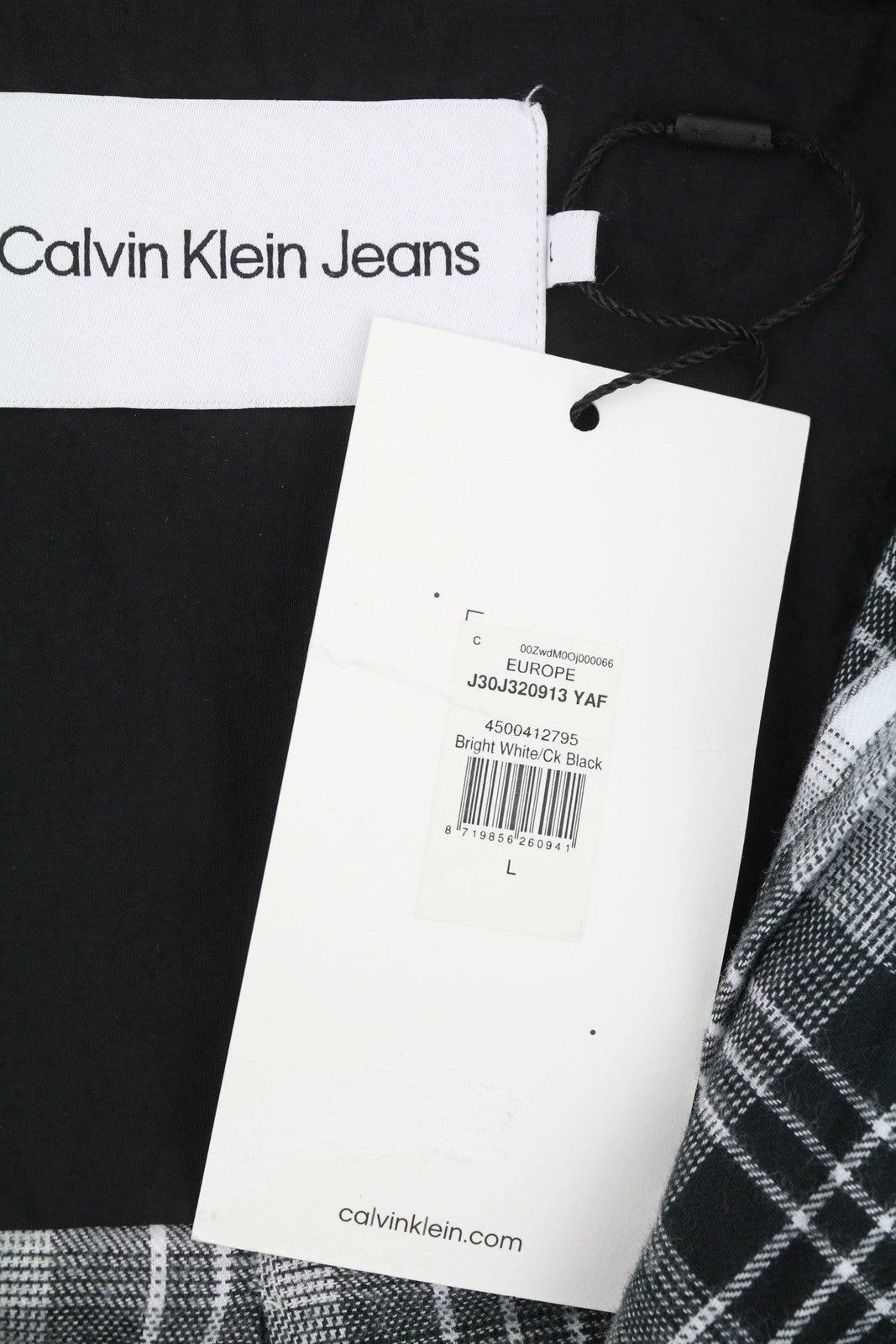 CALVIN KLEIN Men Shirt L Flannel Plaid Patch Pockets Spread Neck Logo Casual