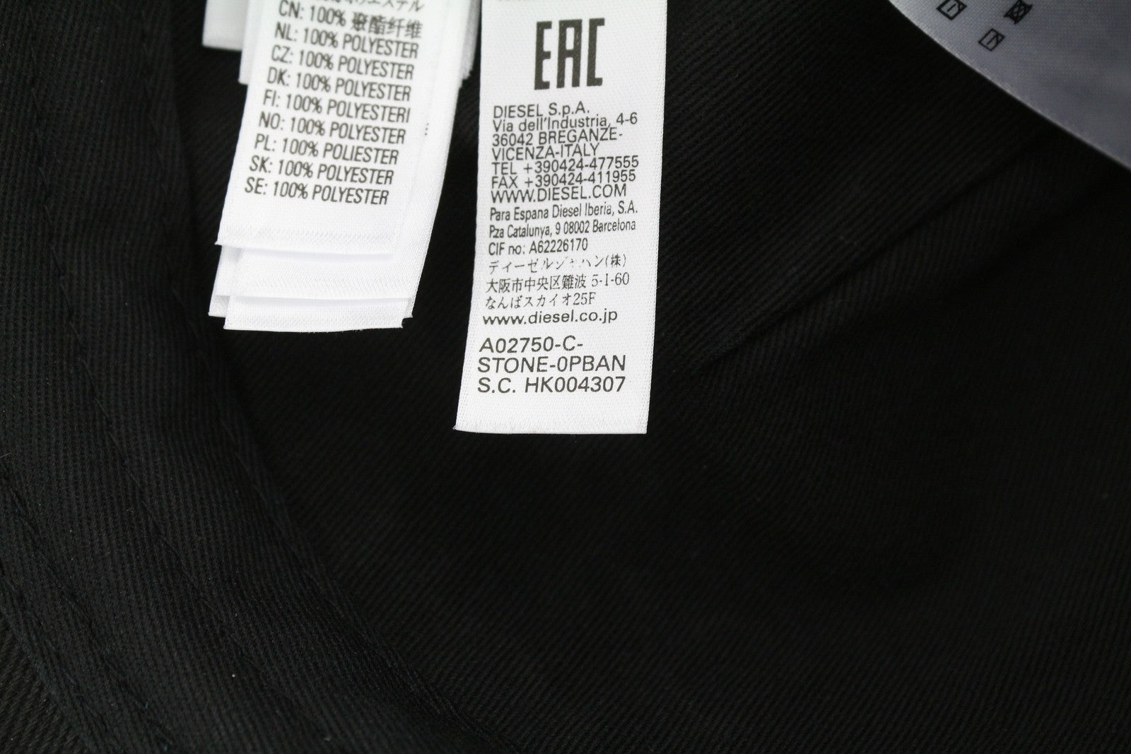 DIESEL C-Stone Men's Cap One Size Baseball D-Rill Usion Black Logo Cotton