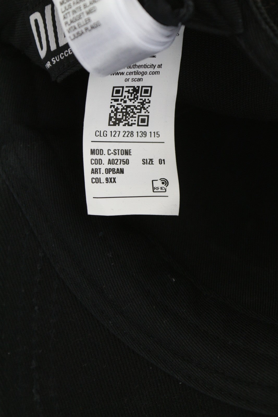 DIESEL C-Stone Men's Cap One Size Baseball D-Rill Usion Black Cotton Logo