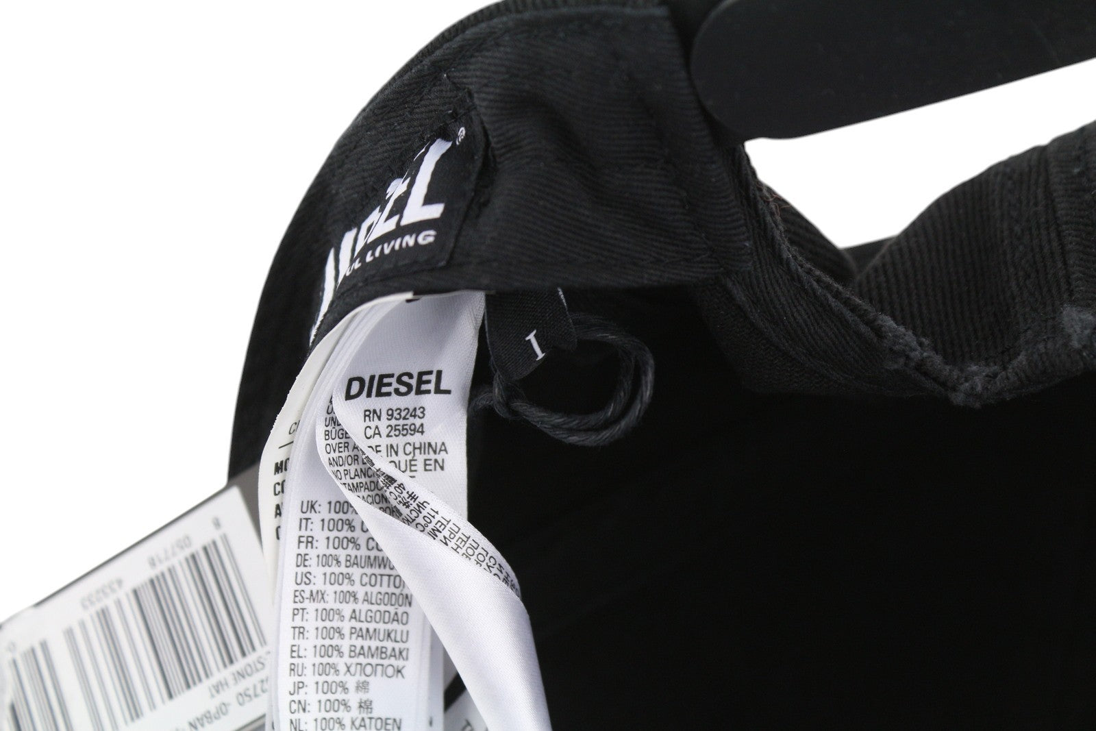 DIESEL C-Stone Men's Cap One Size Baseball D-Rill Usion Black Cotton Logo