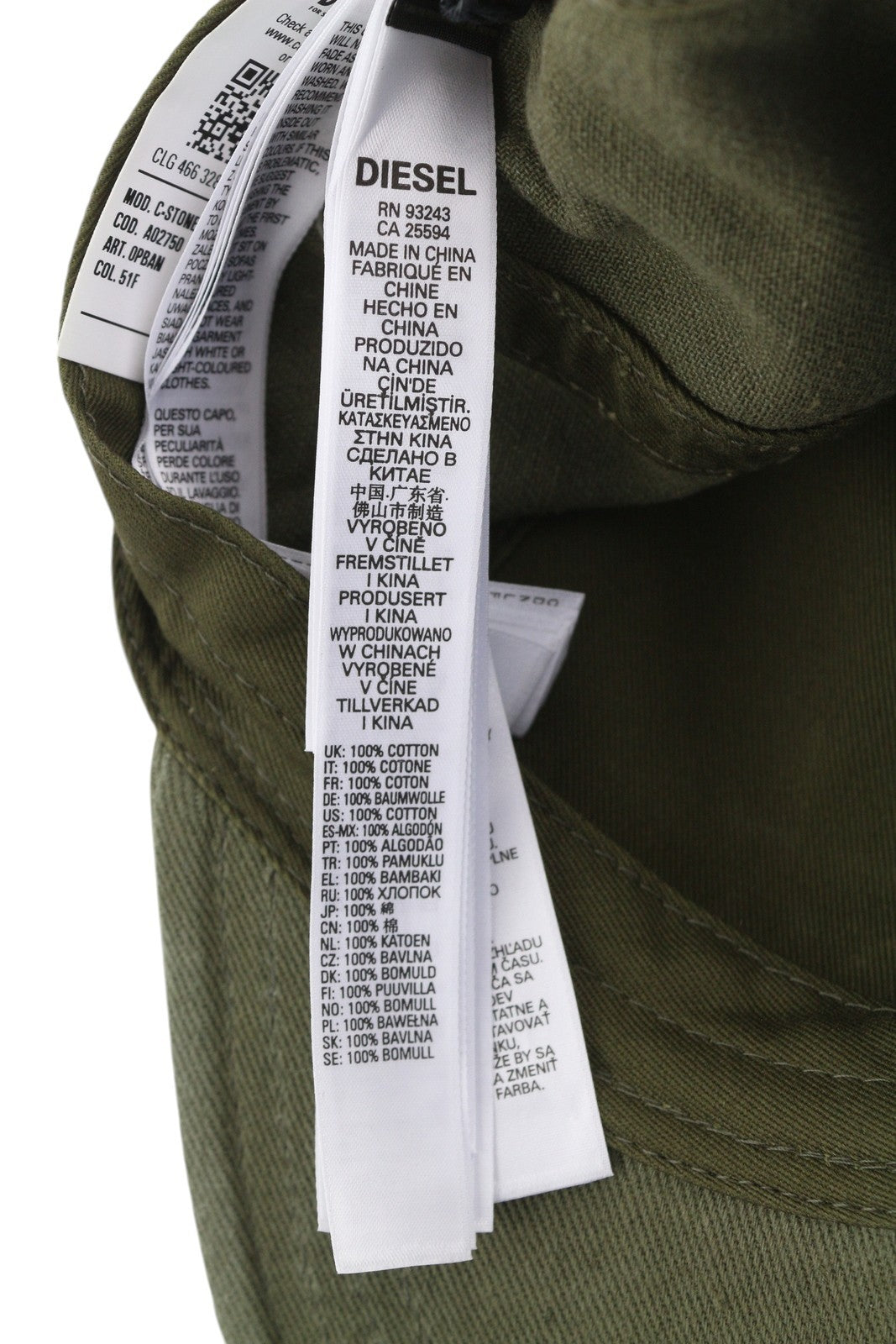 DIESEL C-Stone Men's Cap One Size Baseball D-Rill Usion Green Logo Cotton