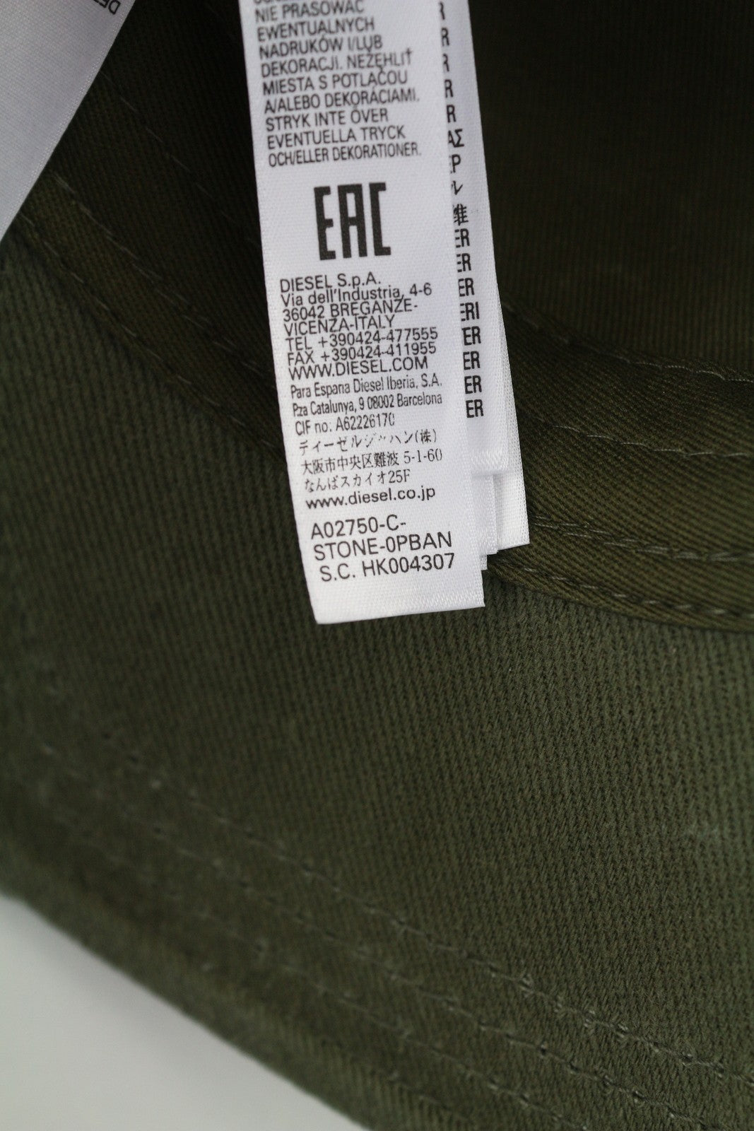 DIESEL C-Stone Men's Cap One Size Baseball D-Rill Usion Green Logo Cotton