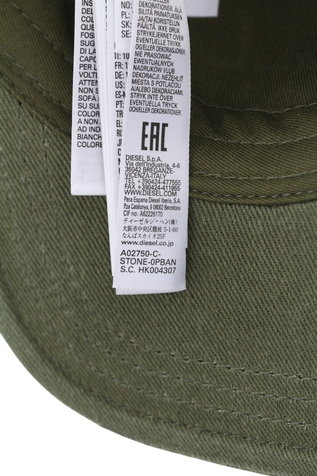 DIESEL C-Stone Men's Cap One Size Baseball D-Rill Usion Green Cotton Logo