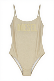 DIESEL Bfsw-Gretel Women's Swimsuit XS One-Piece Glitter Stretch Beige RRP110