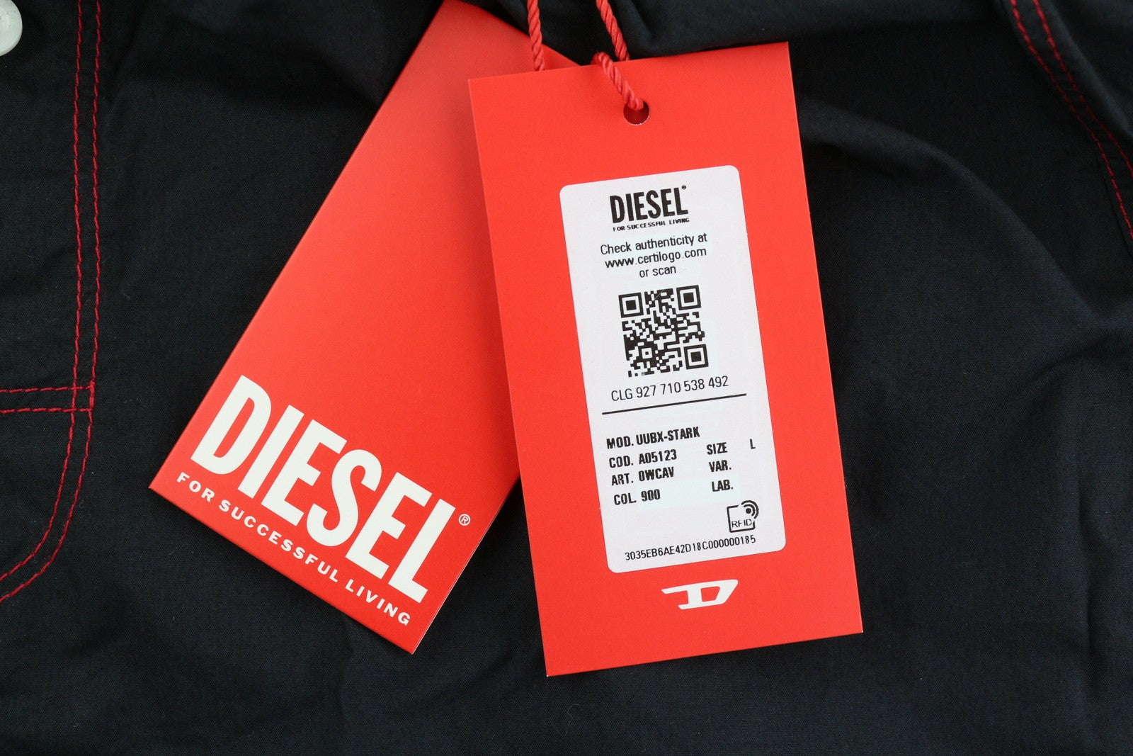 DIESEL Uubx-Stark Men's Underwear L Boxer Black Elastic Waist Logo