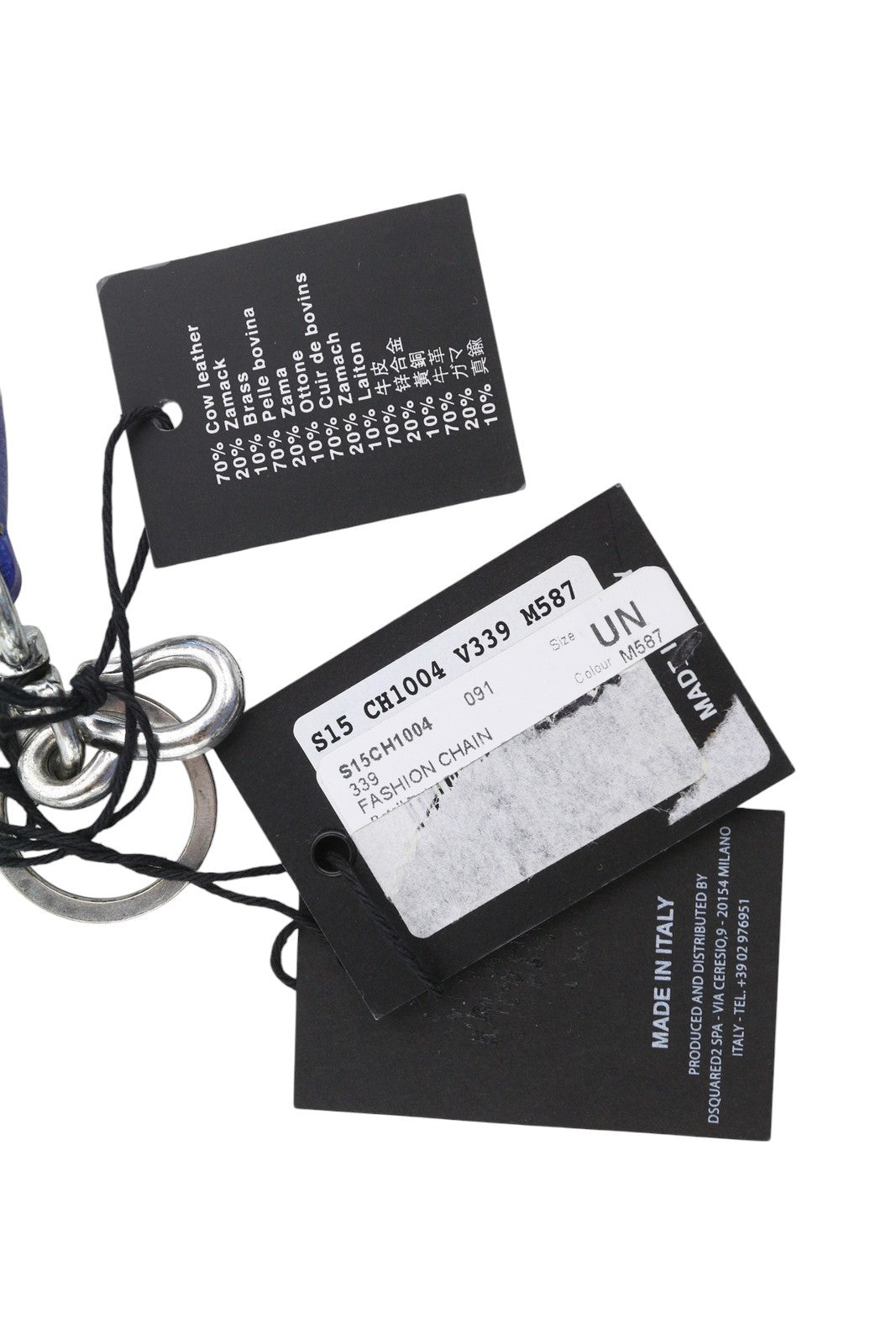 DSQUARED2 Unisex Chain OS Leather Colourful Press Stud Silver Tone Details