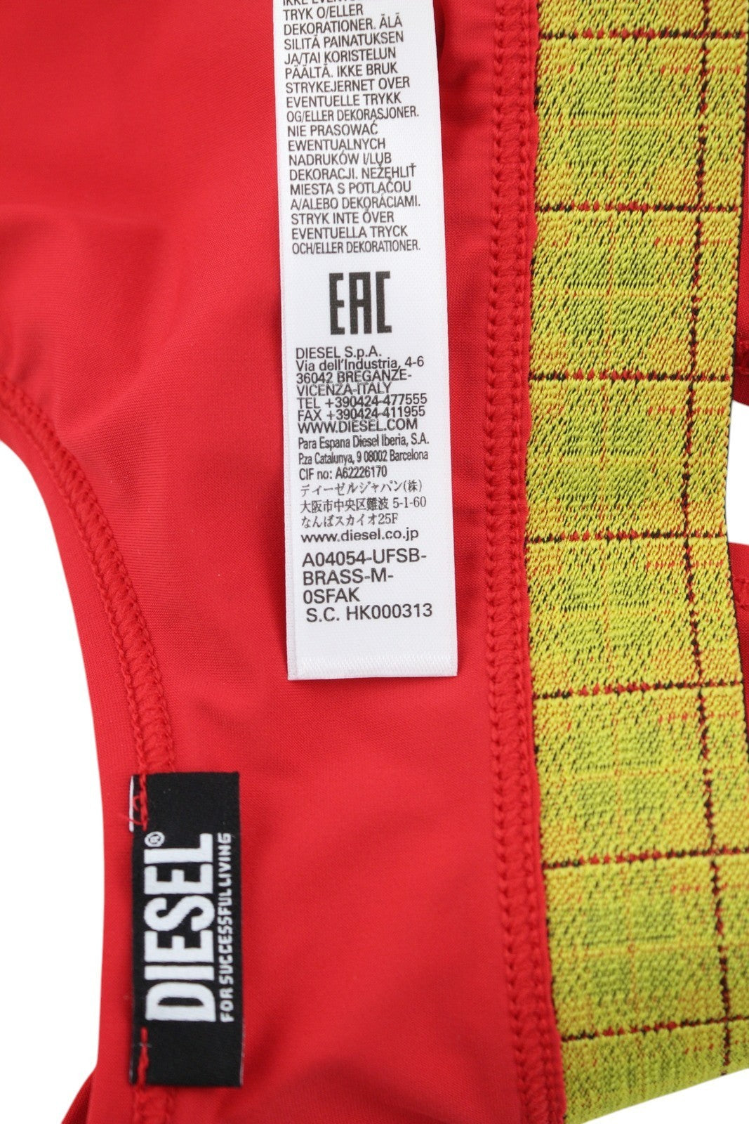 DIESEL Ufsb-Lizzys Women's Bra S Red Tartan Sleeveless Logo Round Neck Top