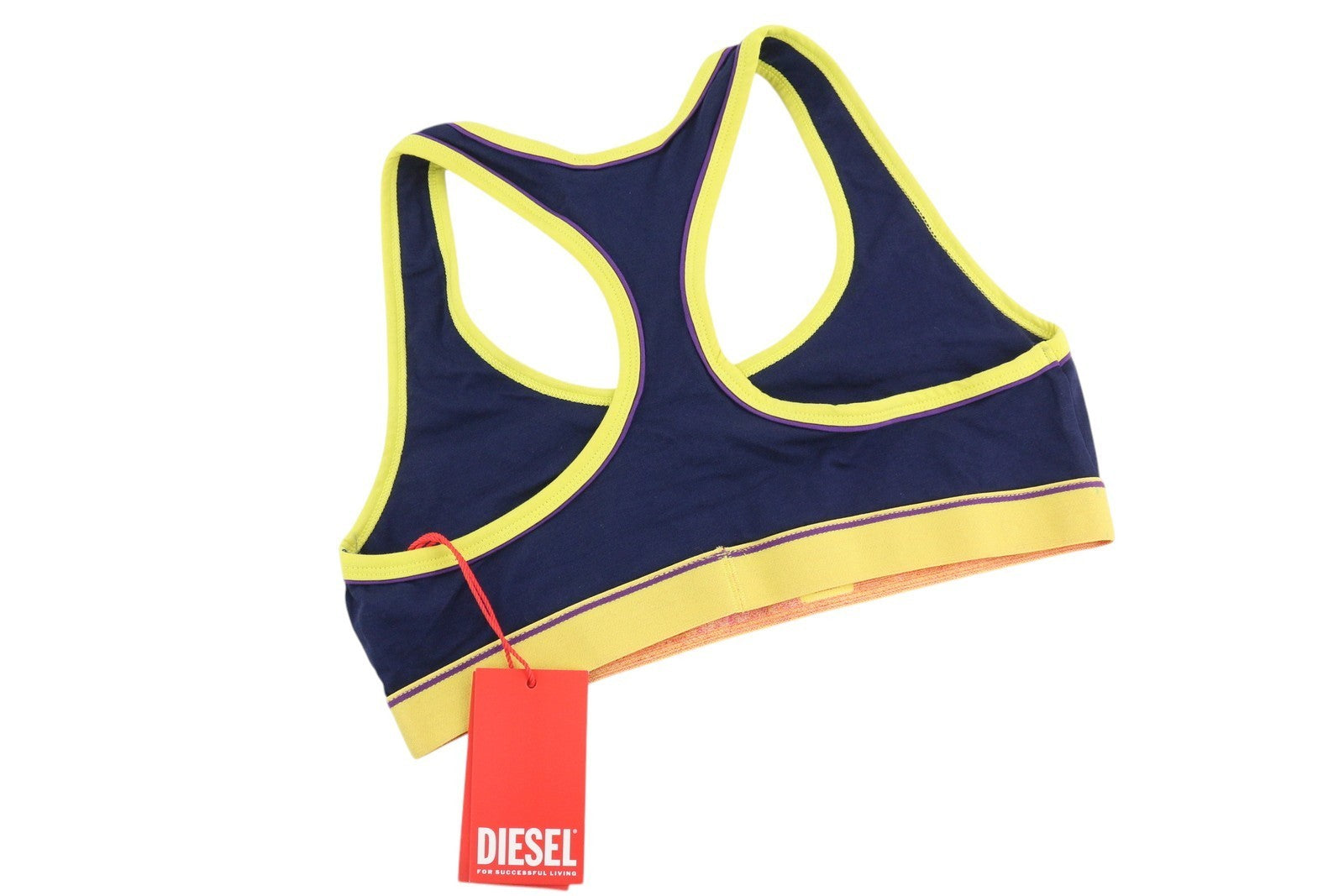 DIESEL Ufsb-Mileys Women's Sports Bra L Dark Blue Stretch Athletic Round Neck