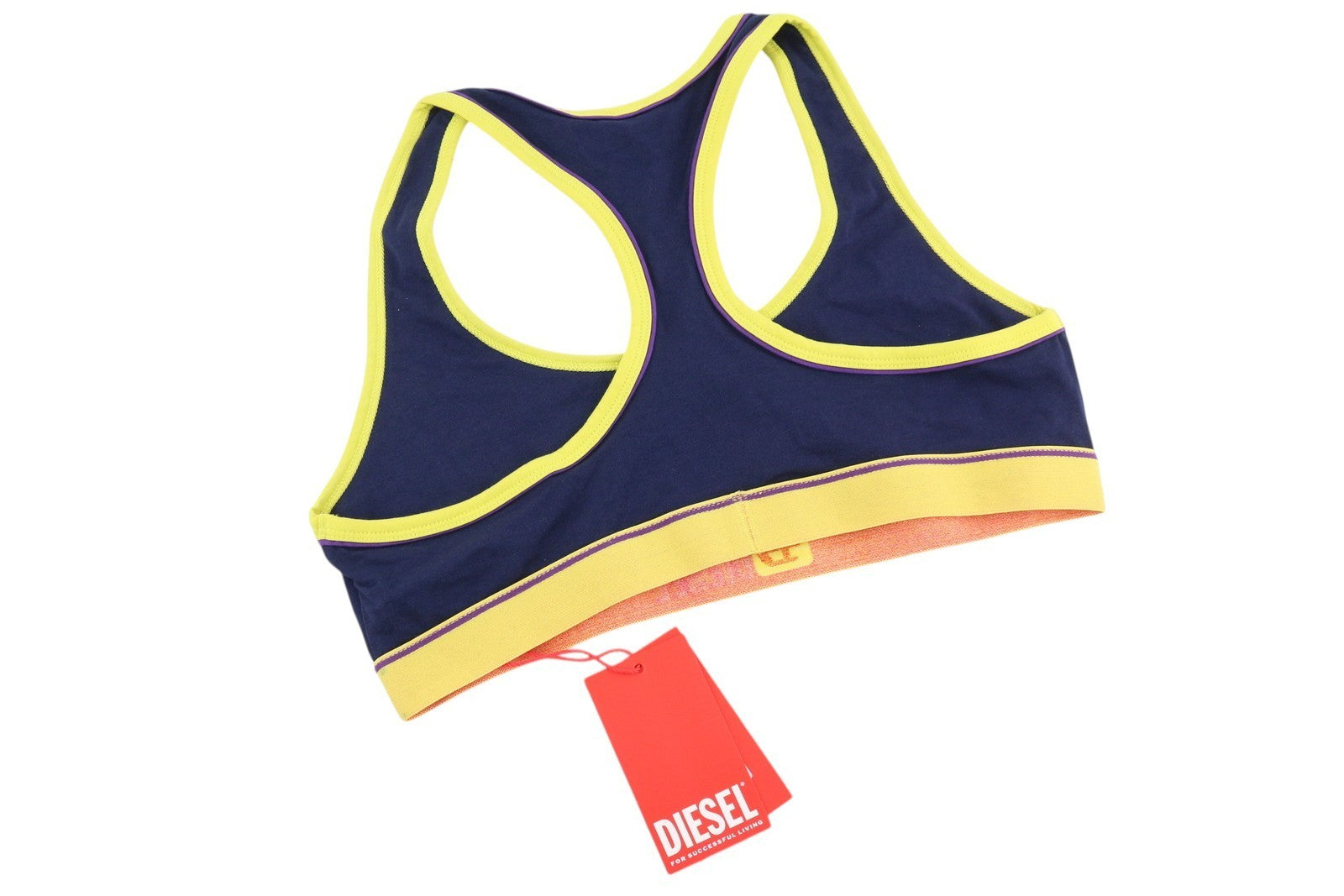 DIESEL Ufsb-Mileys Women's Sports Bra L Blue Logo Stretch Sleeveless Active