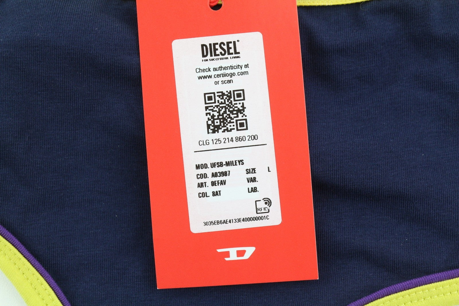 DIESEL Ufsb-Mileys Women's Sports Bra L Blue Logo Stretch Sleeveless Active