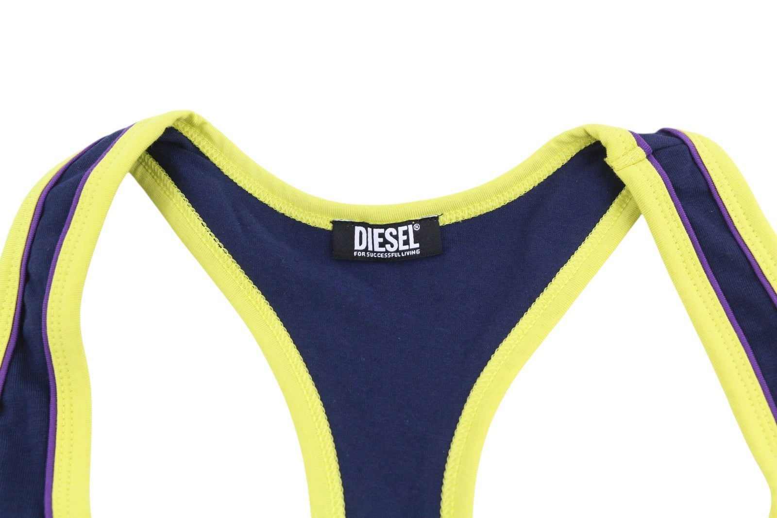 DIESEL Ufsb-Mileys Women's Sports Bra L Blue Logo Stretchy Athletic Round Neck