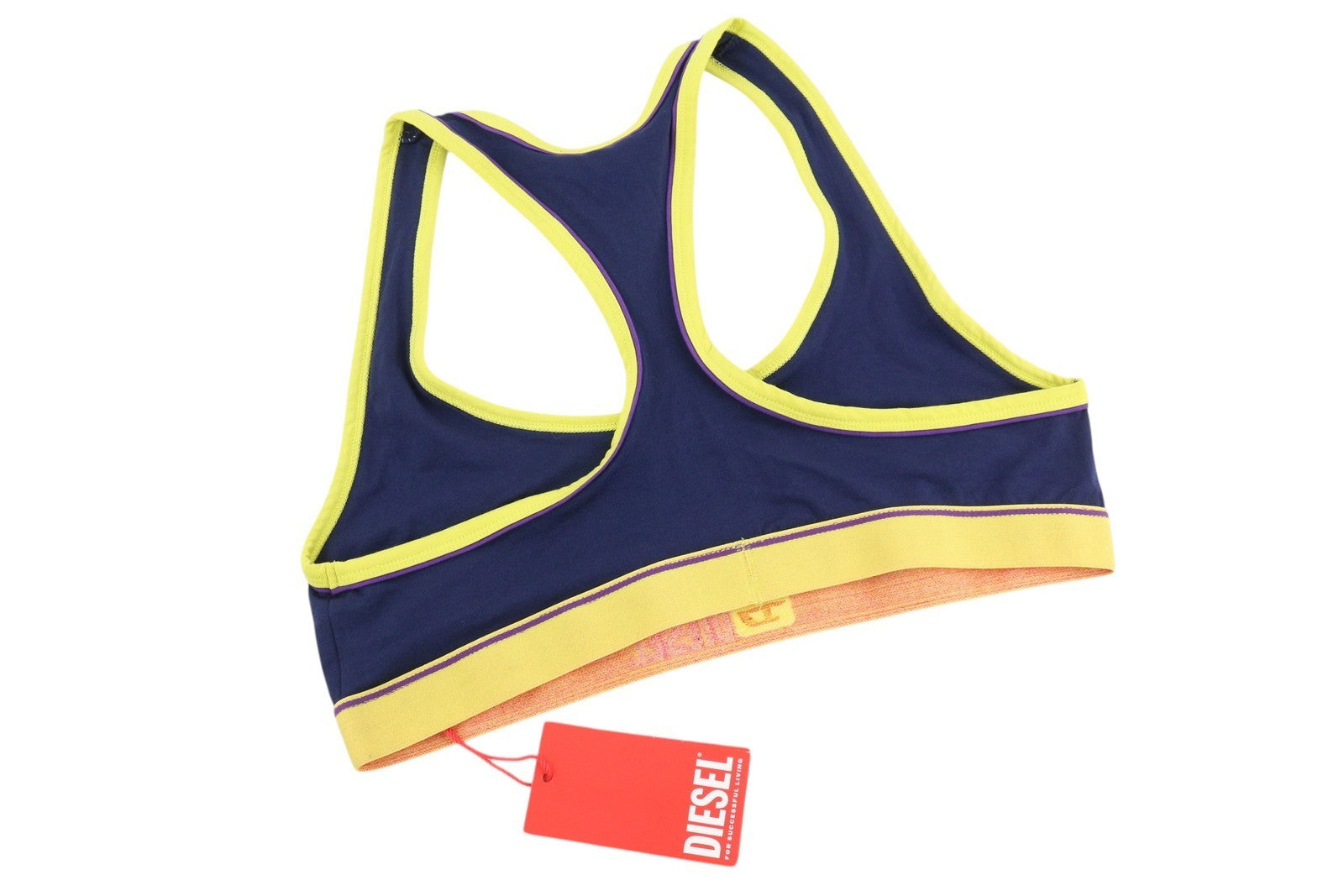 DIESEL Ufsb-Mileys Women's Sports Bra XL Blue Stretch Logo Sleeveless Training
