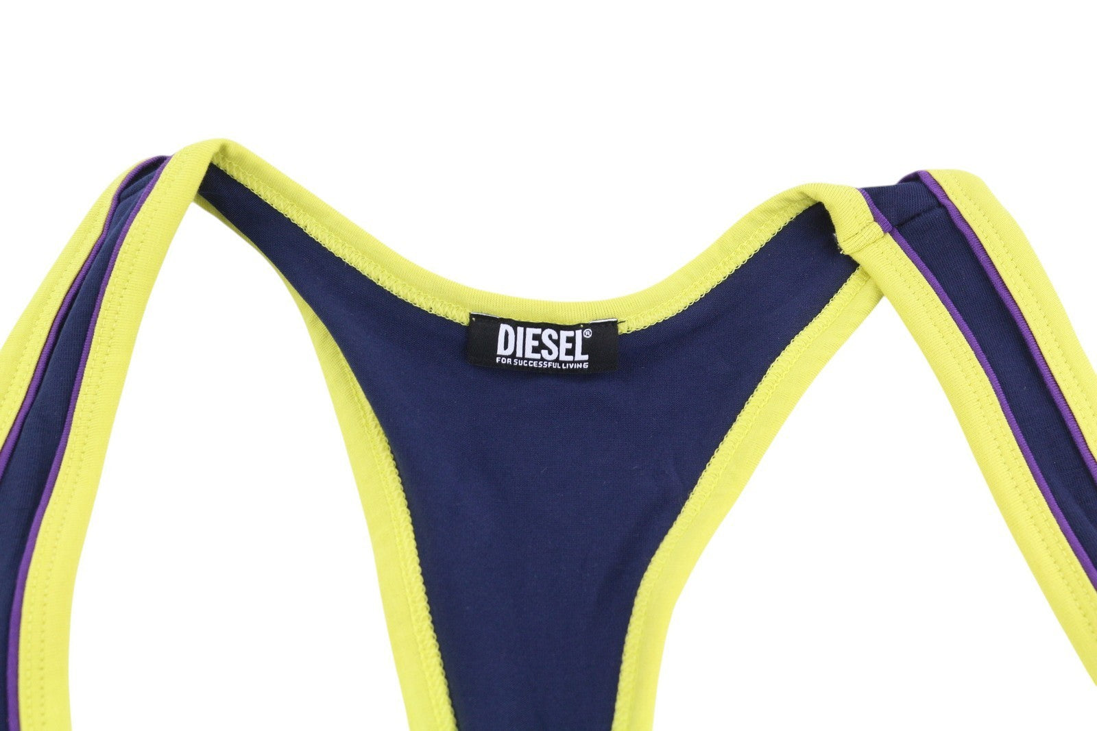 DIESEL Ufsb-Mileys Women's Sports Bra XL Blue Stretch Logo Sleeveless Training
