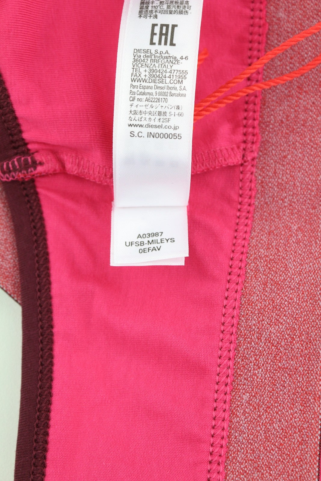 DIESEL Ufsb-Mileys Women's Sports Bra L Pink Stretchy Logo Activewear Top