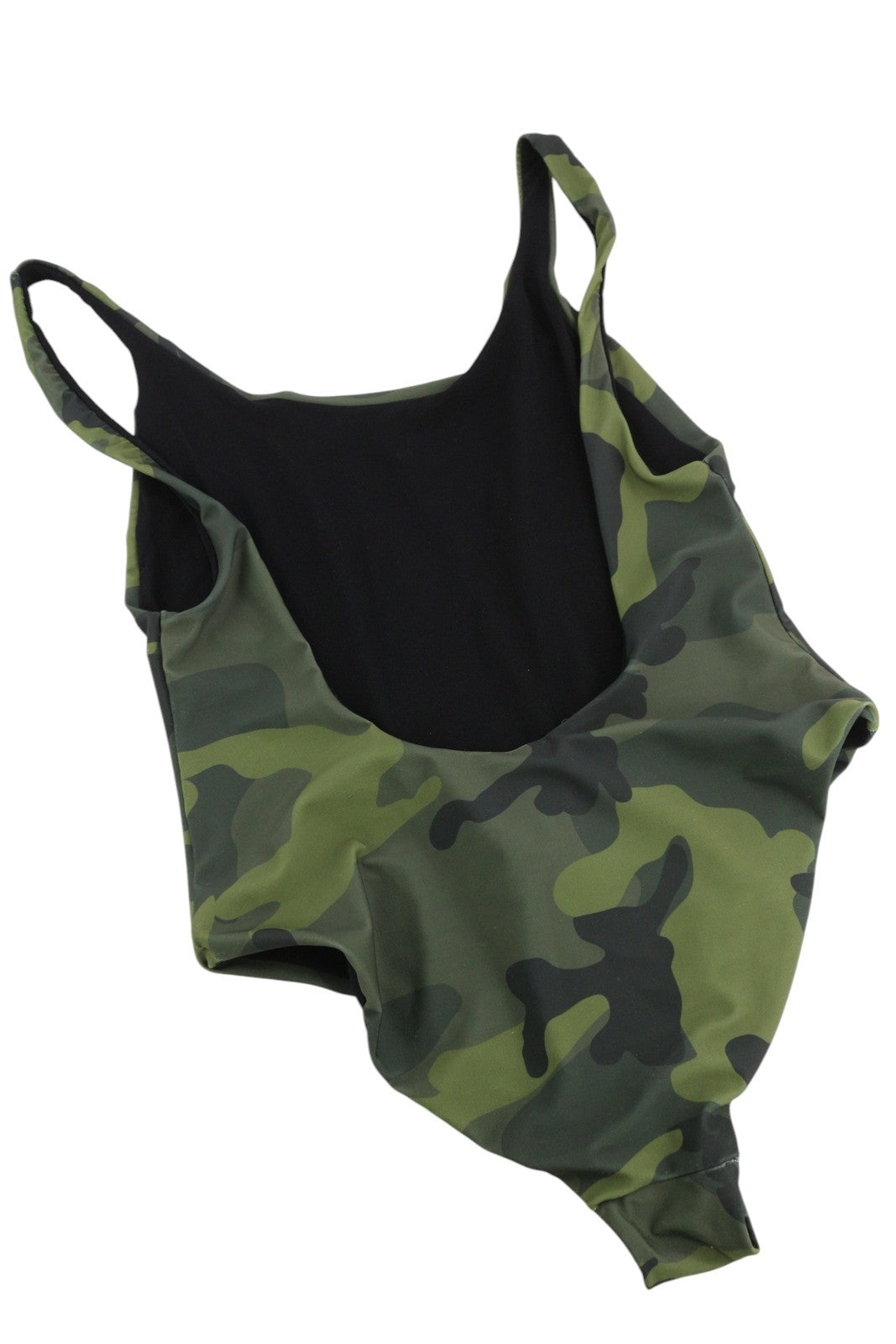 DIESEL Bfsw-Slia Intero Women Swimsuit S Green Camo Stretch Sleeveless RRP125