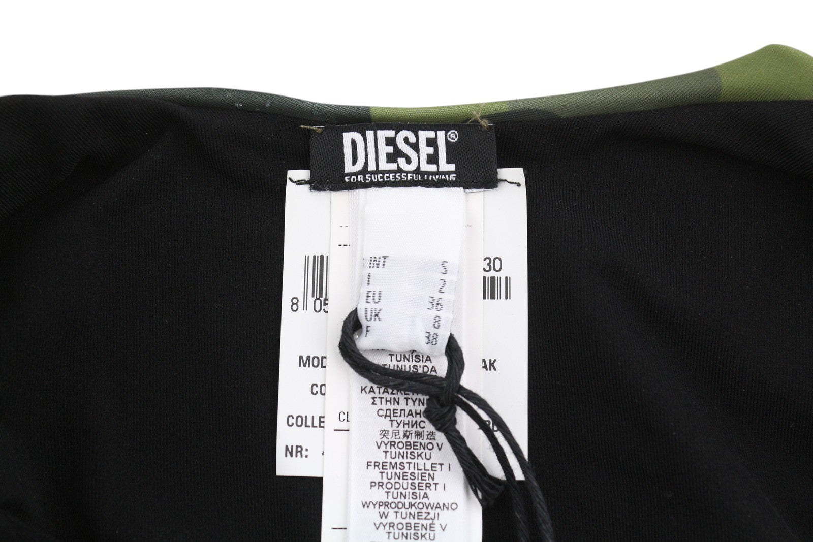 DIESEL Bfsw-Slia Intero Women Swimsuit S Green Camo Stretch Sleeveless RRP125