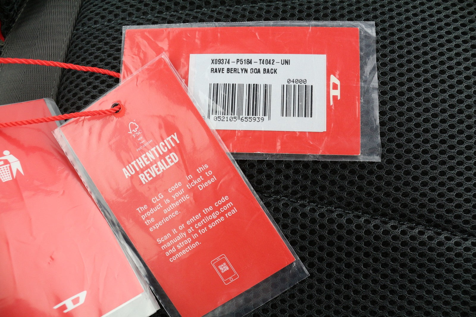 DIESEL Rave Berlyn Goa Men's Bag One Size Red Coated Backpack Logo Zip RRP250