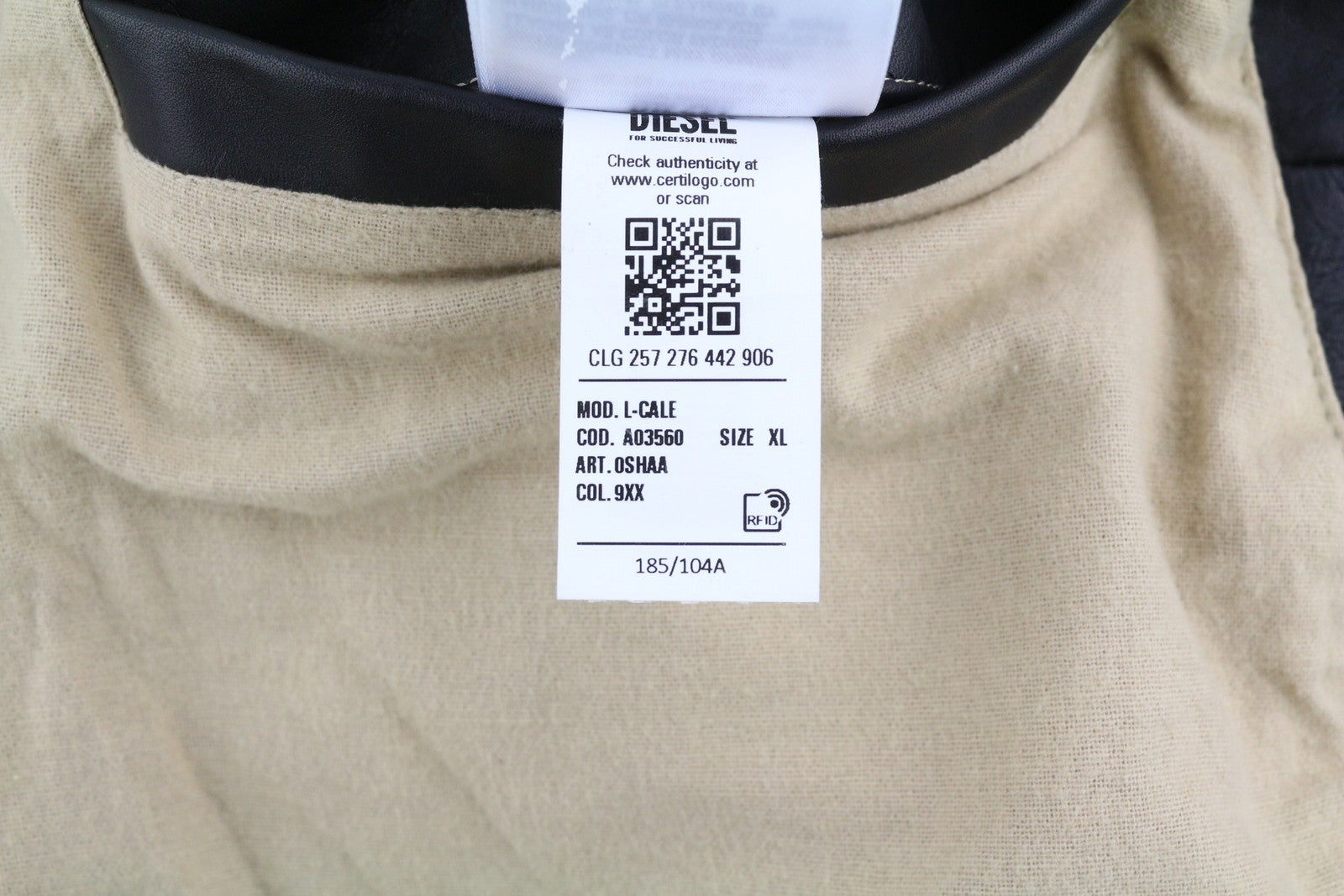 DIESEL L-Cale Men's Jacket XL Black Cowhide Leather Polo Neck Zip Jacket RRP650