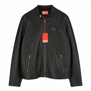 DIESEL L-Metalo Men Jacket 54 Black Sheepskin Leather Zip Lightweight RRP795