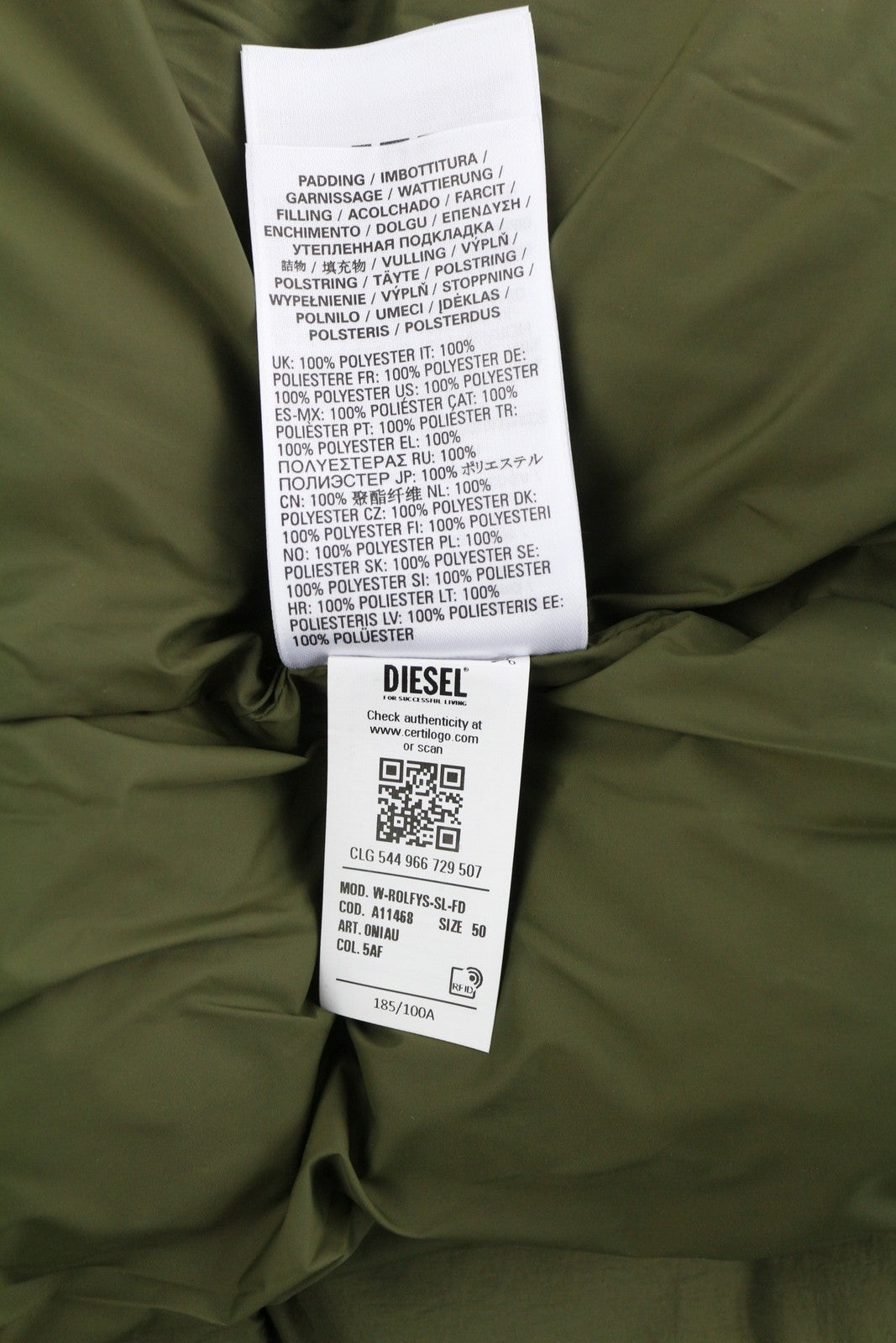 DIESEL W-Rolfys-SL-FD Men Waistcoat 50 Insulated Vest Zip Removable Hood RRP275