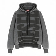 DIESEL S-Ginn-Hood-L1 Men Hoodie L Grey Washed Pullover Kangaroo Pocket RRP250