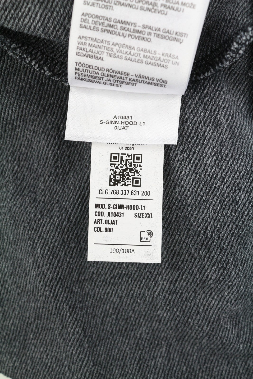 DIESEL S-Ginn-Hood-L1 Men Hoodie 2XL Grey Washed Pullover Hooded Pocket RRP250