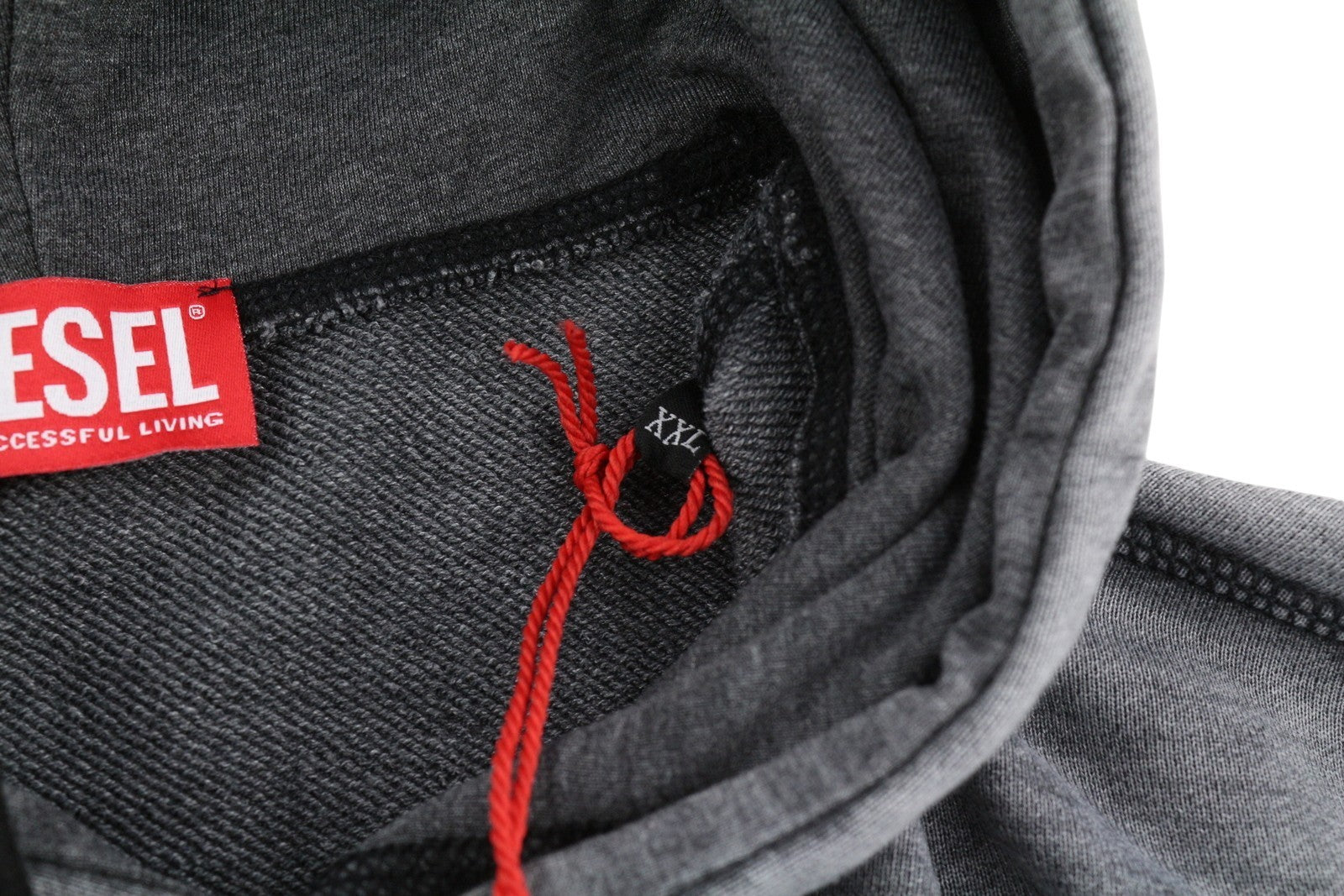 DIESEL S-Ginn-Hood-L1 Men Hoodie 2XL Grey Washed Pullover Hooded Pocket RRP250