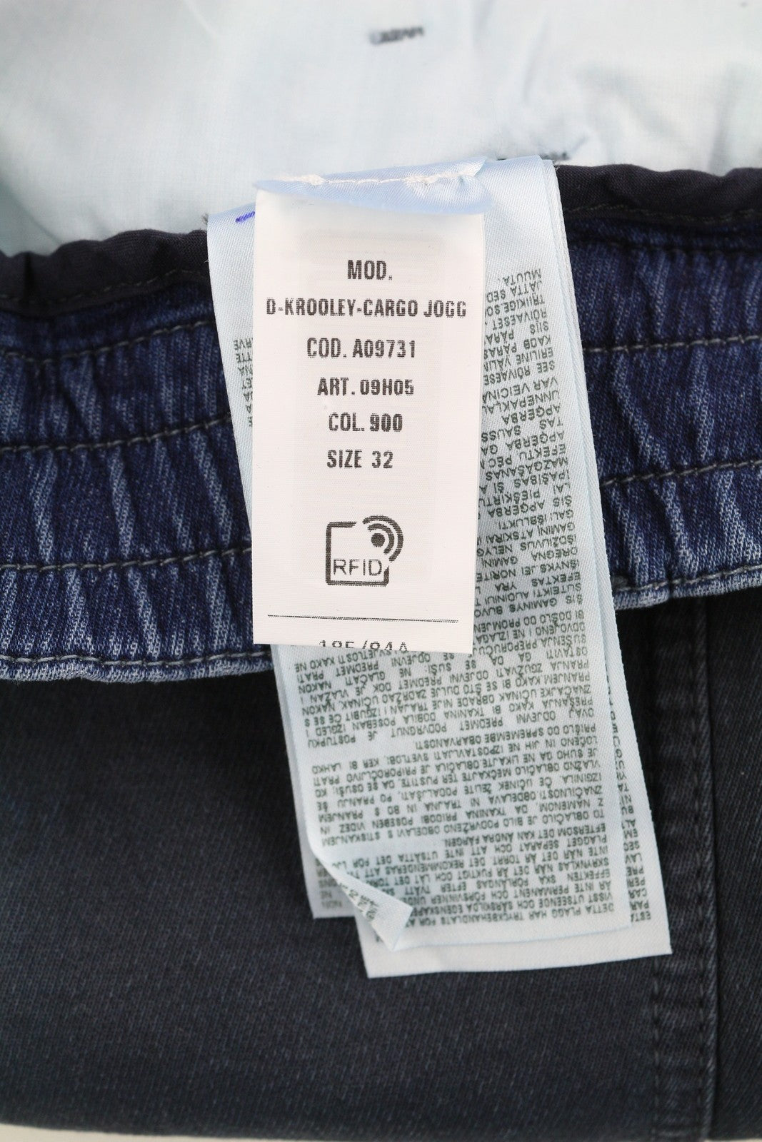 DIESEL D-Krooley-Cargo Jogg 09H05 Men Jeans W32 Faded Blue Elastic Waist RRP350