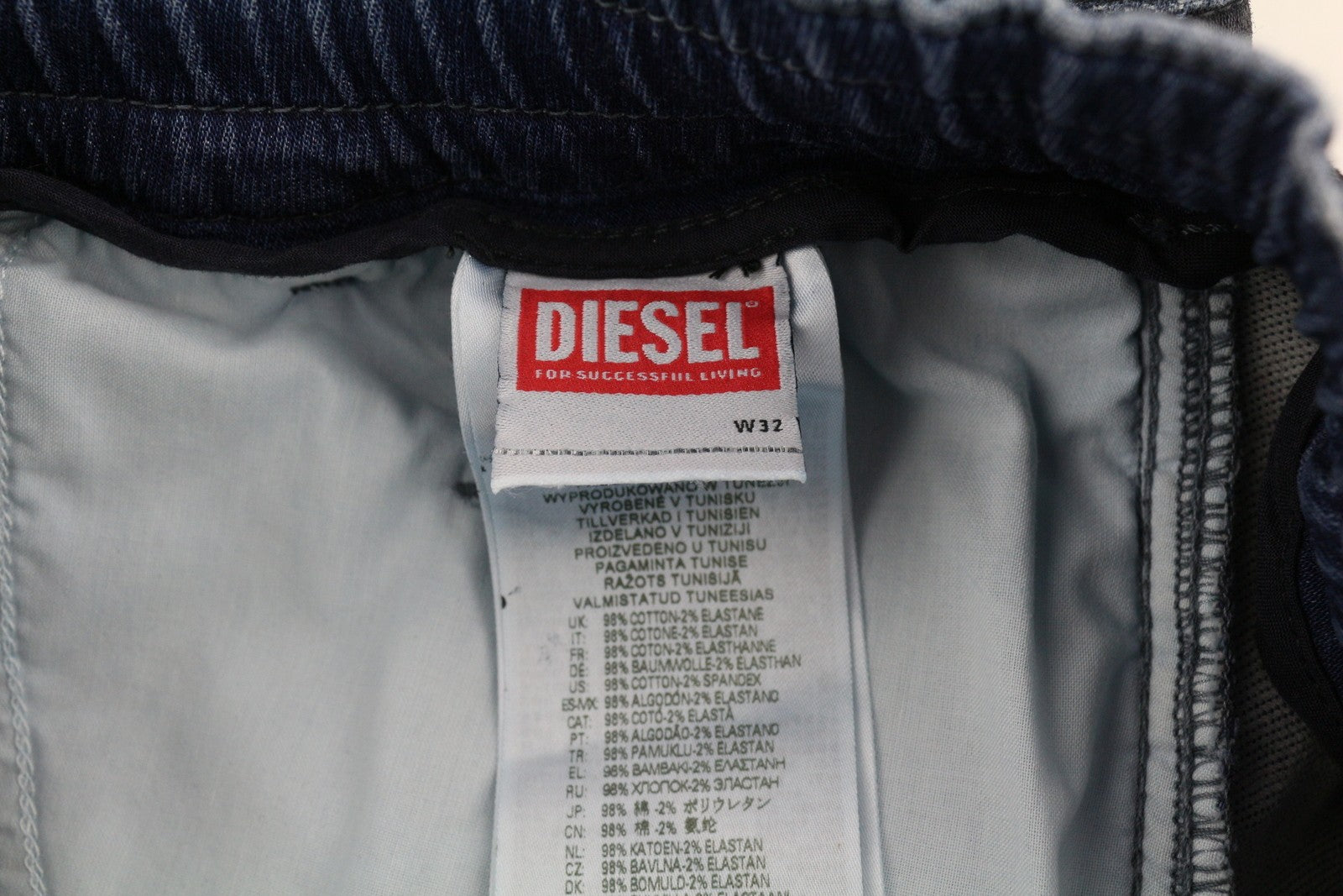 DIESEL D-Krooley-Cargo Jogg 09H05 Men Jeans W32 Dark Blue Elastic Waist RRP350