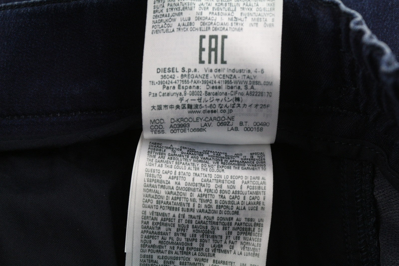 DIESEL D-Krooley-Cargo-Ne 069ZJ Men's Jeans W32 Blue Denim Belted Taper RRP295