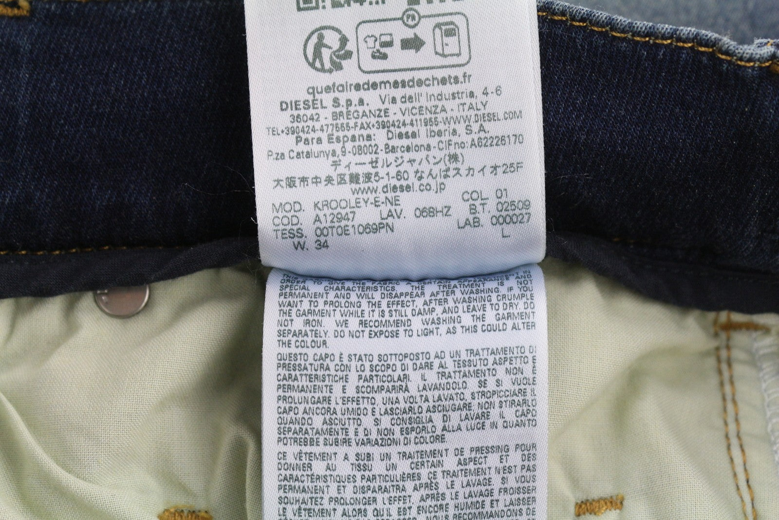 DIESEL Krooley-E-Ne 068HZ Men Jeans W34 Jogg Waist Drawstring Faded Blue RRP295