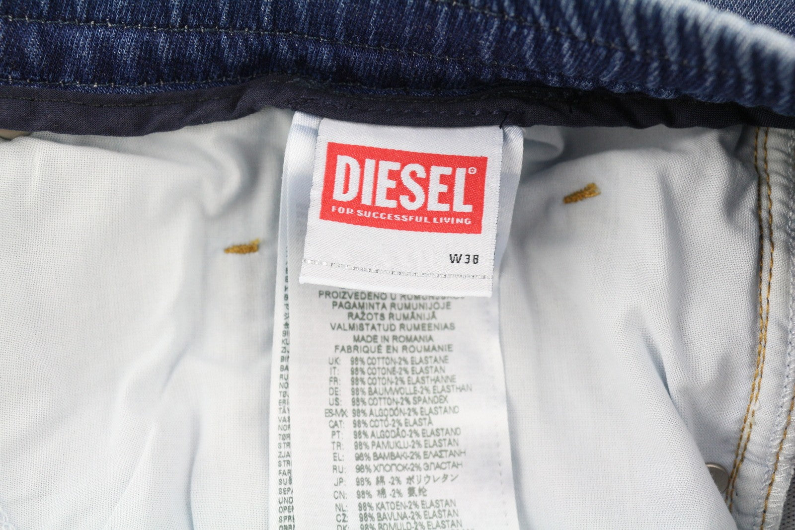 DIESEL 2030 D-Krooley Jogg 068HY Men's Jeans W38 Drawstring Washed Denim RRP295