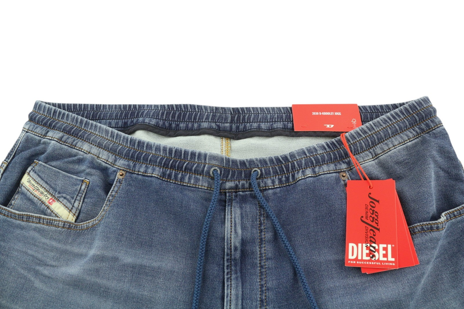 DIESEL 2030 D-Krooley Jogg 068HY Men's Jeans W40 Washed Blue Drawstring RRP295