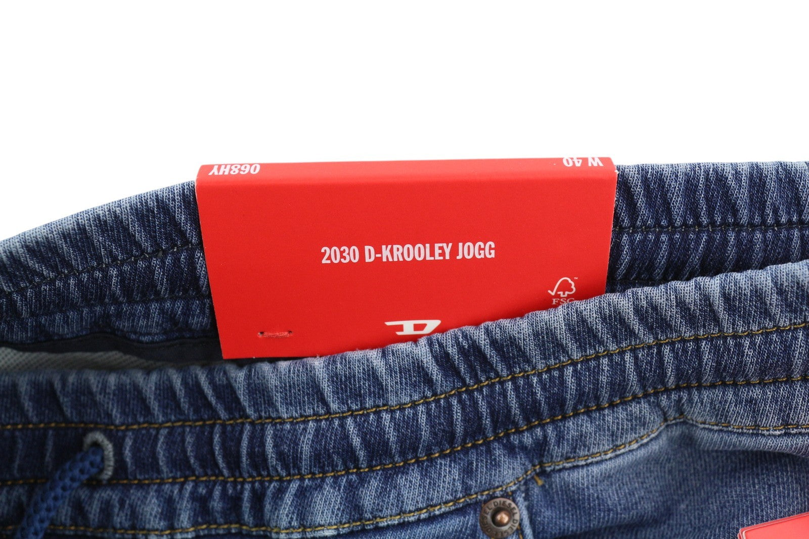 DIESEL 2030 D-Krooley Jogg 068HY Men's Jeans W40 Washed Blue Drawstring RRP295