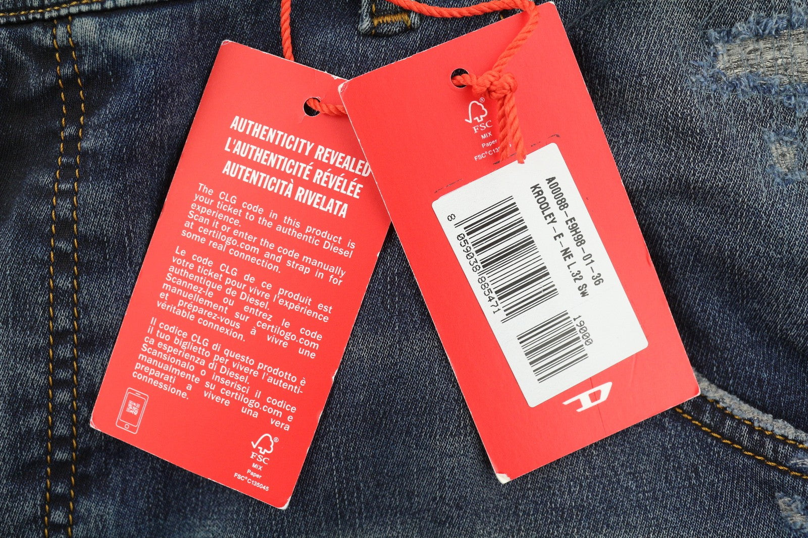 DIESEL Krooley-E-Ne E9H98 Men's Jeans W36/L32 Jogg Distressed Washed RRP295