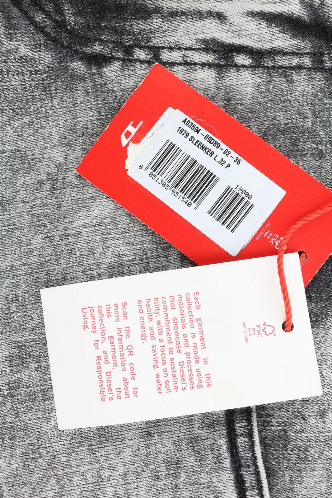 DIESEL 1979 Sleenker 09D89 Men Jeans W36/L32 Skinny Stretch Low Waist RRP195