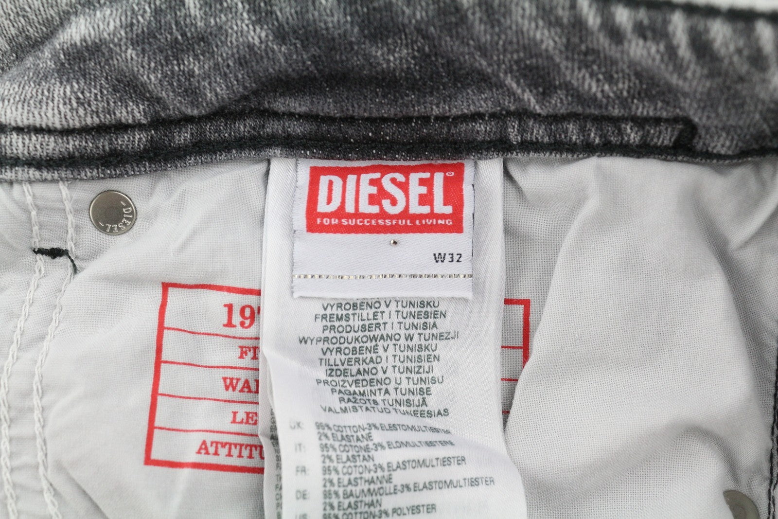 DIESEL 1979 Sleenker 09D89 Men's Jeans W32/L30 Skinny Slim Stretch Grey RRP195