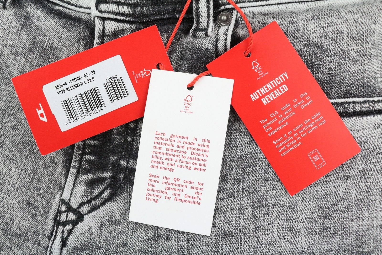 DIESEL 1979 Sleenker 09D89 Men's Jeans W32/L32 Skinny Low Stretch Grey RRP195