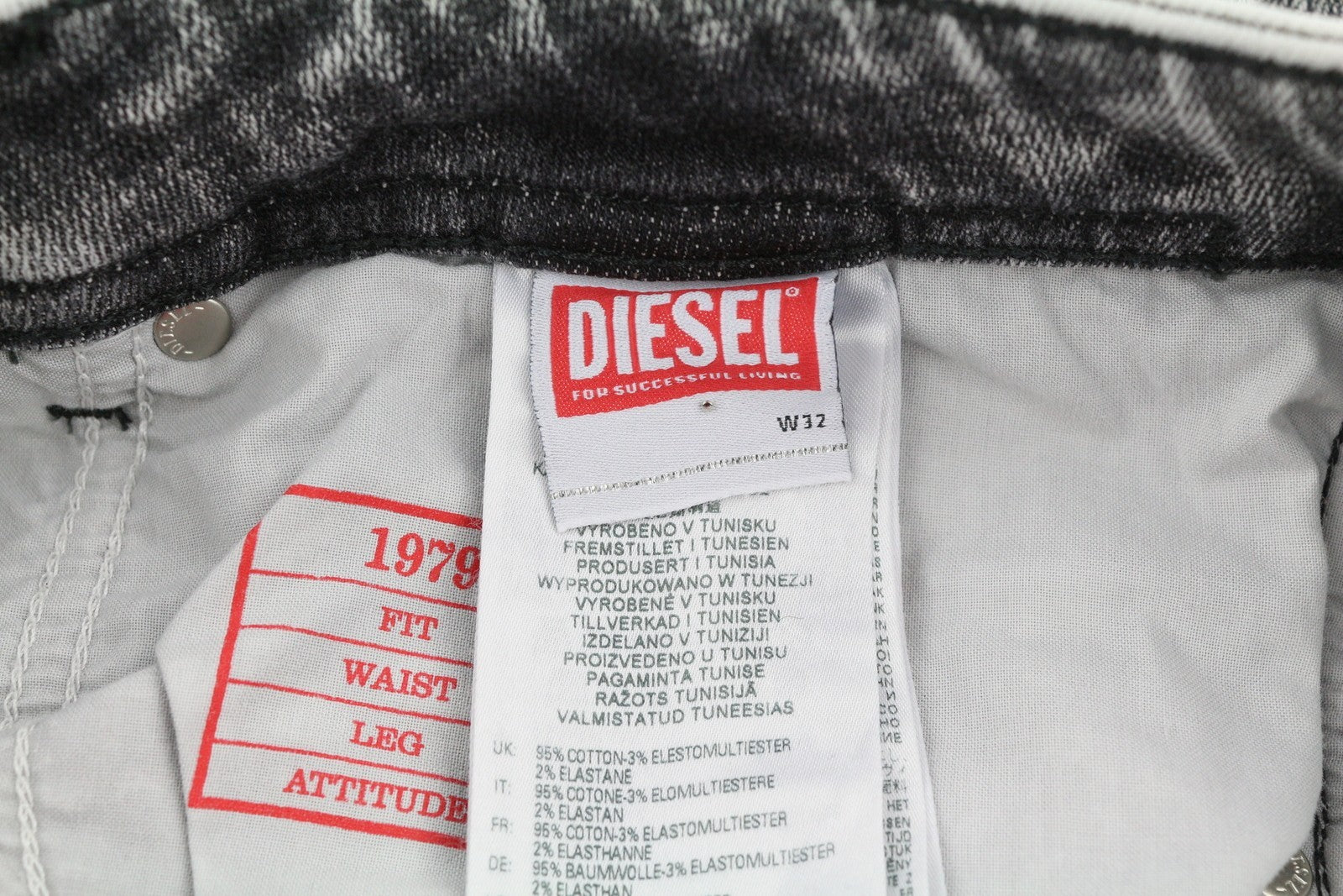 DIESEL 1979 Sleenker 09D89 Men's Jeans W32/L32 Skinny Low Stretch Grey RRP195