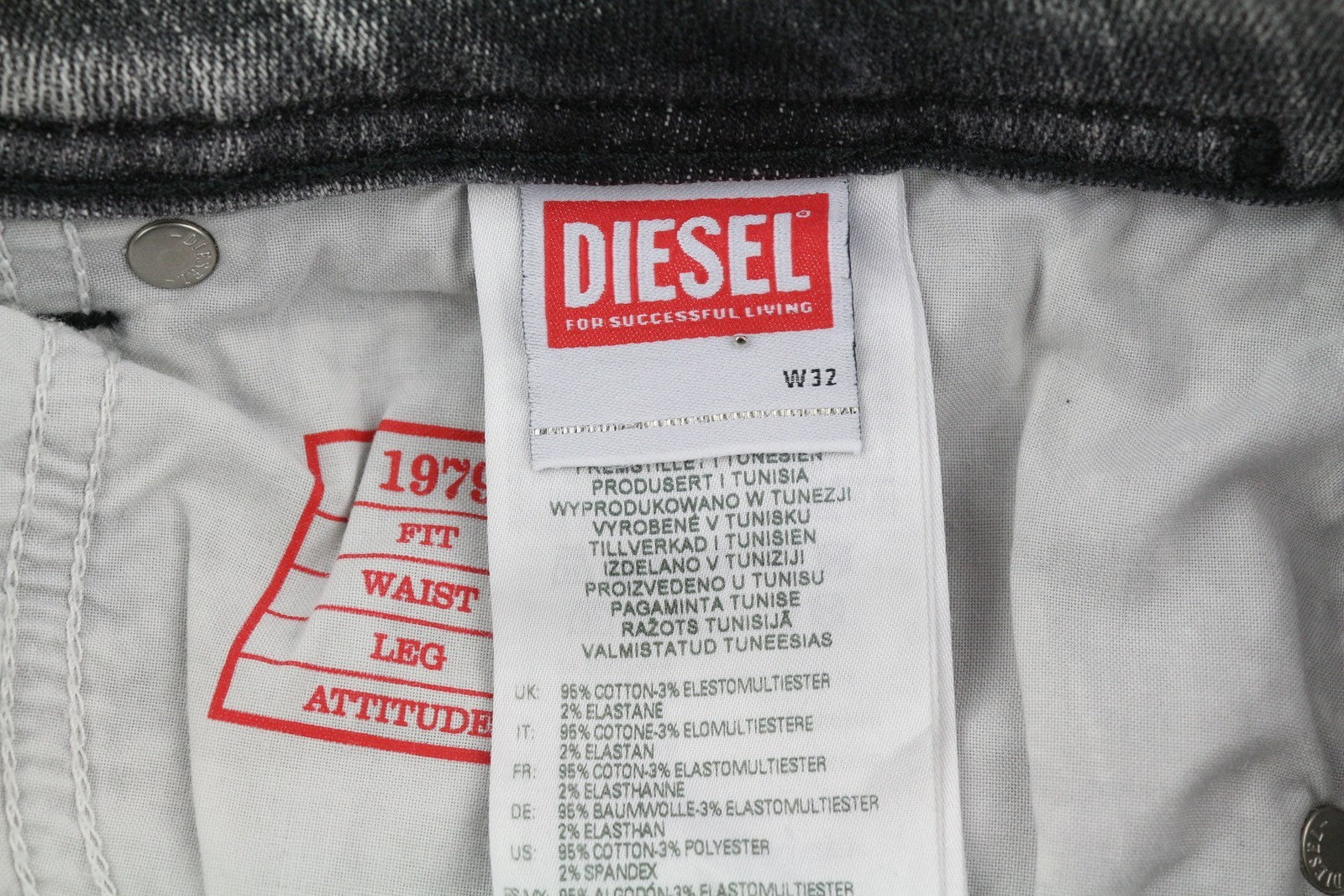 DIESEL 1979 Sleenker 09D89 Men's Jeans W32/L30 Skinny Leg Low Waist Grey RRP195