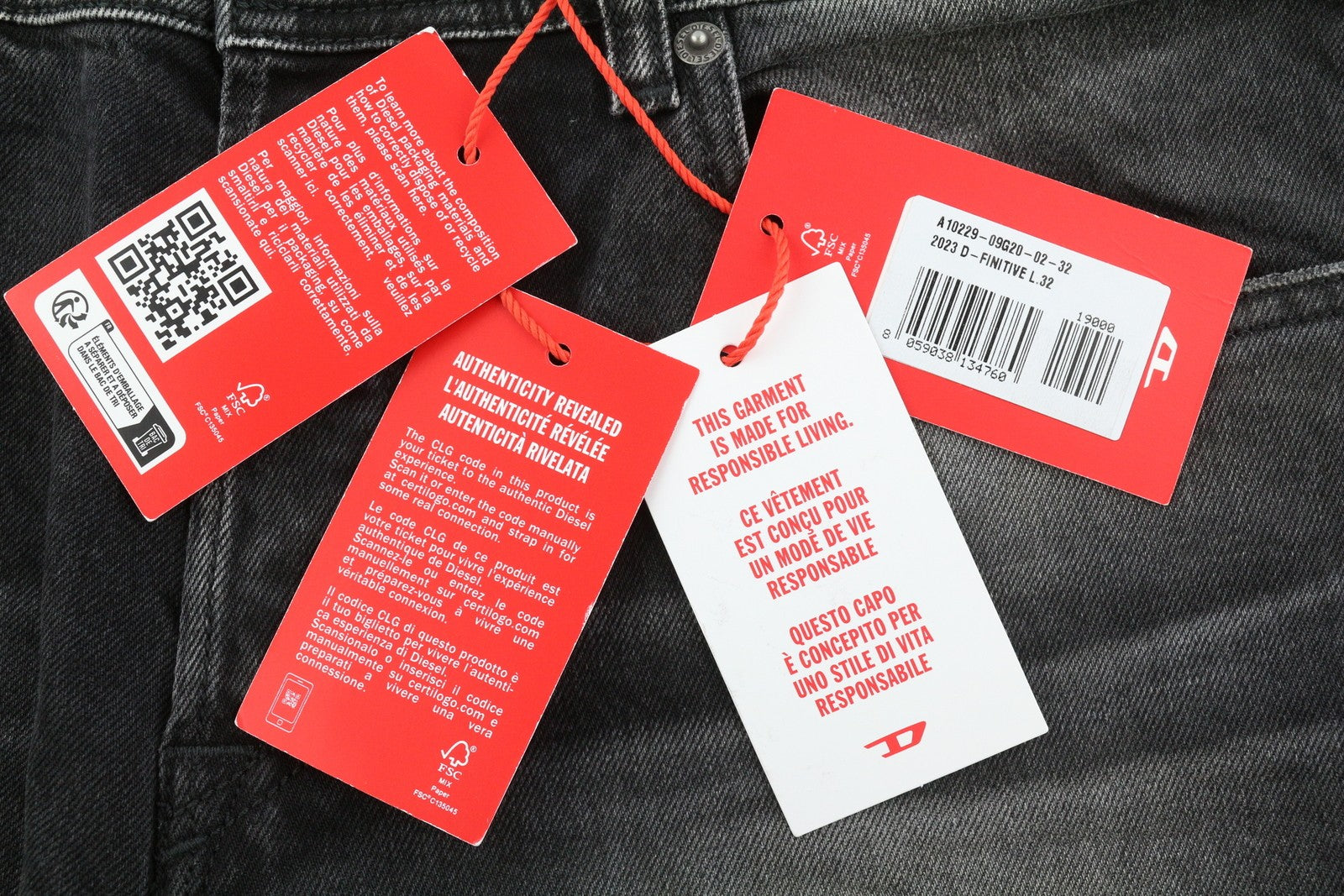 DIESEL 2003 D-Finitive 09G20 Men Jeans W32/L32 Regular Tapered Mid Waist RRP225