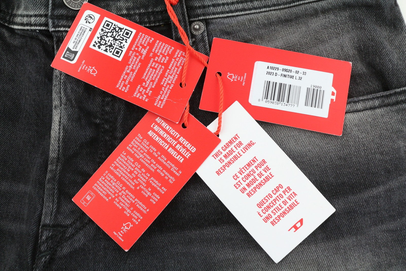 DIESEL 2003 D-Finitive 09G20 Men Jeans W33/L32 Tapered Regular Mid Waist RRP225