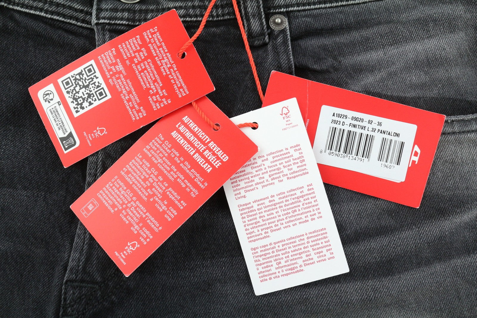 DIESEL 2003 D-Finitive 09G20 Men Jeans W36/L32 Mid Waist Regular Tapered RRP225