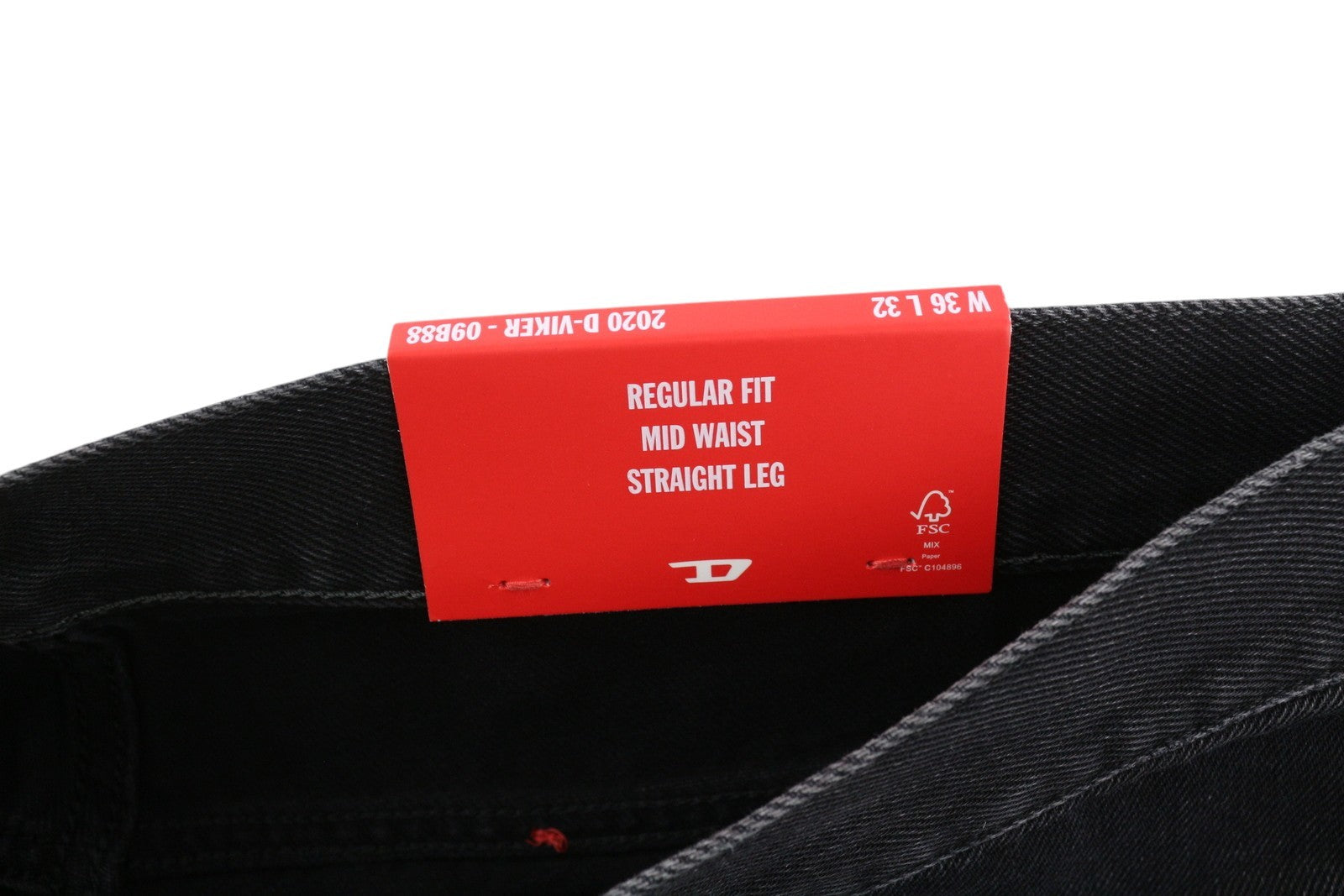 DIESEL 2020 D-Viker 09B88 Men Jeans W36/L32 Straight Washed Black RRP175